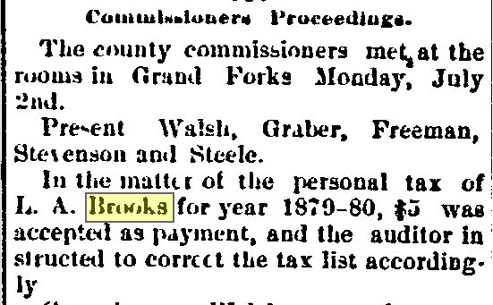 L.A. Brooks 1879 Tax 